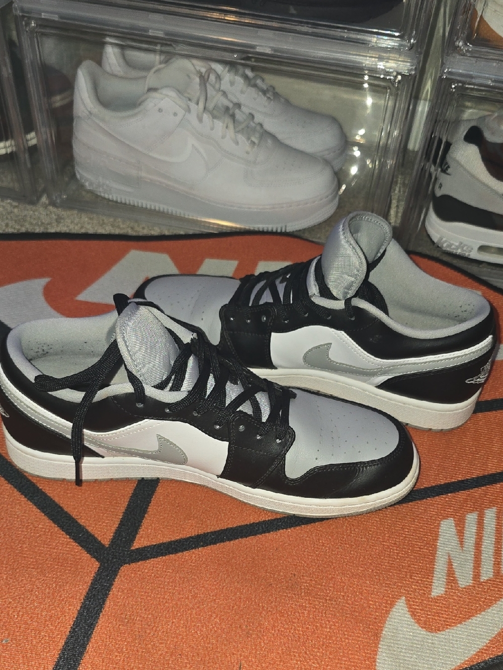 Nike Air Jordan 1 Low — Black, White & Grey Swoosh
